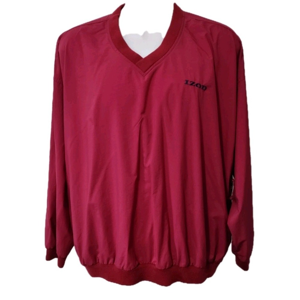 IZOD Golf Windbreaker Men's‎ Size XL Maroon  2 Zip Pockets Pullover Jacket  Logo